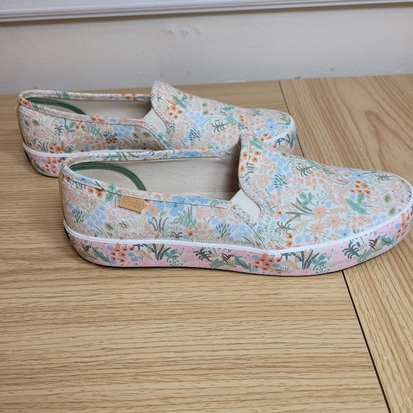Keds Women's Rifle Paper Co. Double Decker Meadow Cream Sneakers, Pink Multi 8 - Picture 6 of 11